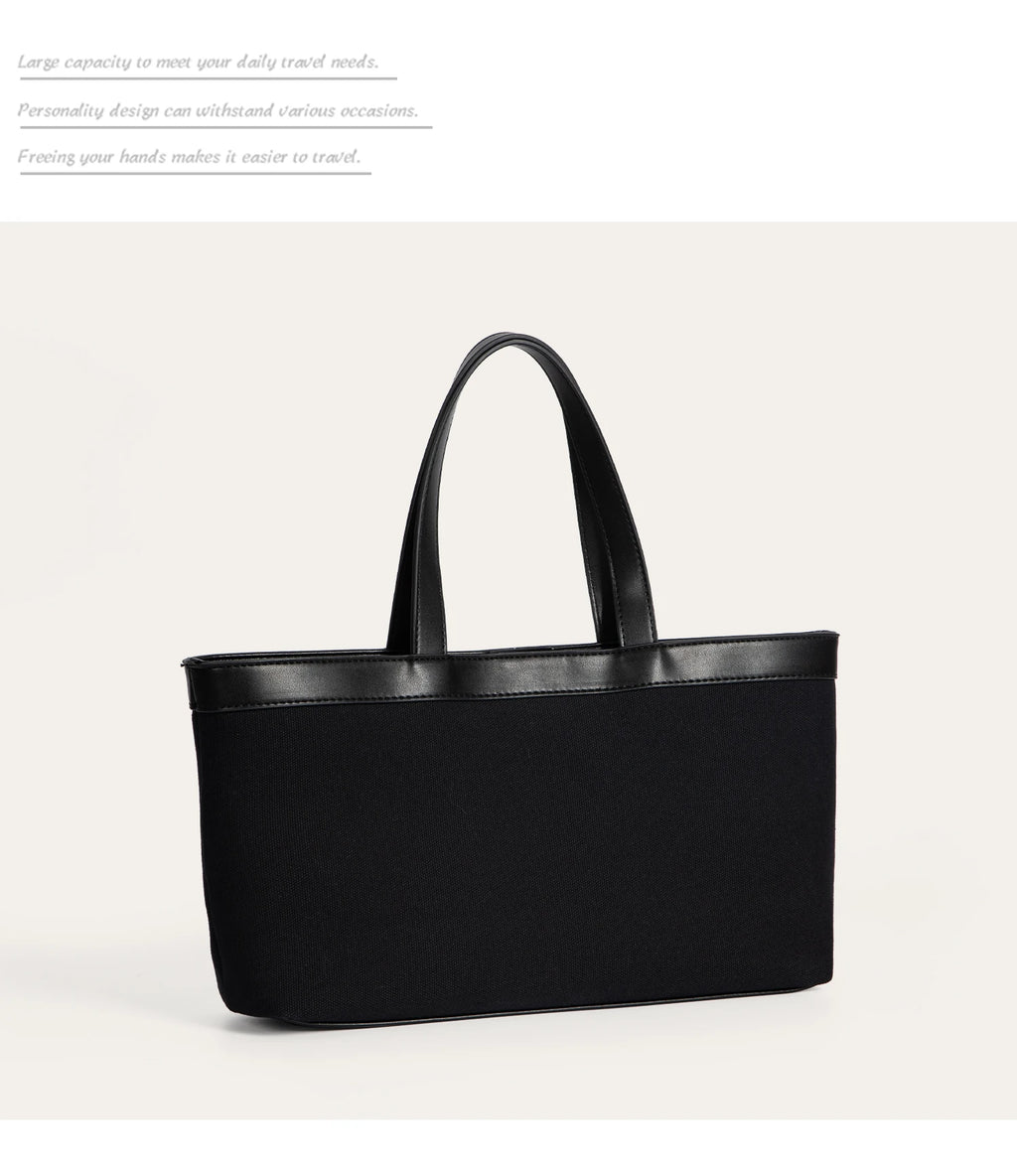 PEPPIHOME Women's Canvas Tote Bag Commuter Handbag Single Shoulder Bag Korean Style Summer New Arrival Soft PU Leather