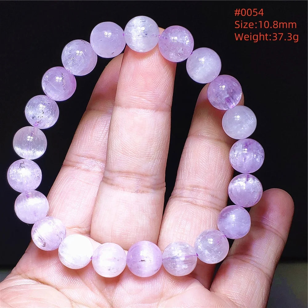 Natural Purple Kunzite Clear Round Beads Bracelet Jewelry Women Men Colorful Kunzite Bracelet Cat Eye Women Men AAAAAA