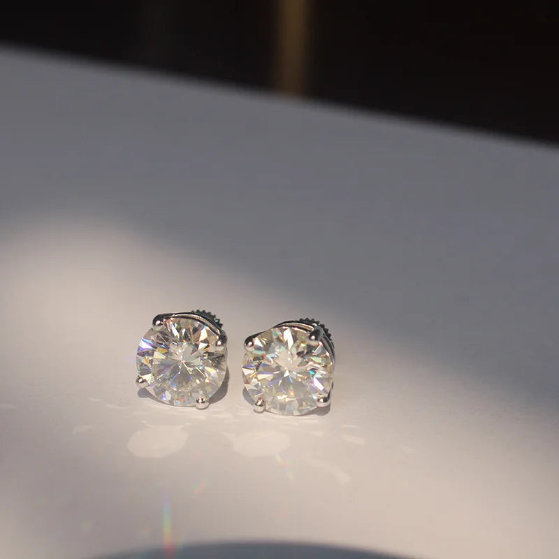 Premium 0.5-2ct Moissanite Diamond Stud Earrings for Women Orginal 925 Sterling Silver Screw Back Women Moissanite Earring 2026