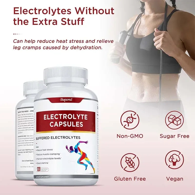 Electrolyte Capsules - Supports Electrolyte Balance, Relieves Stress, Supplements Sports Nutrition, Improves Endurance, Non-GMO