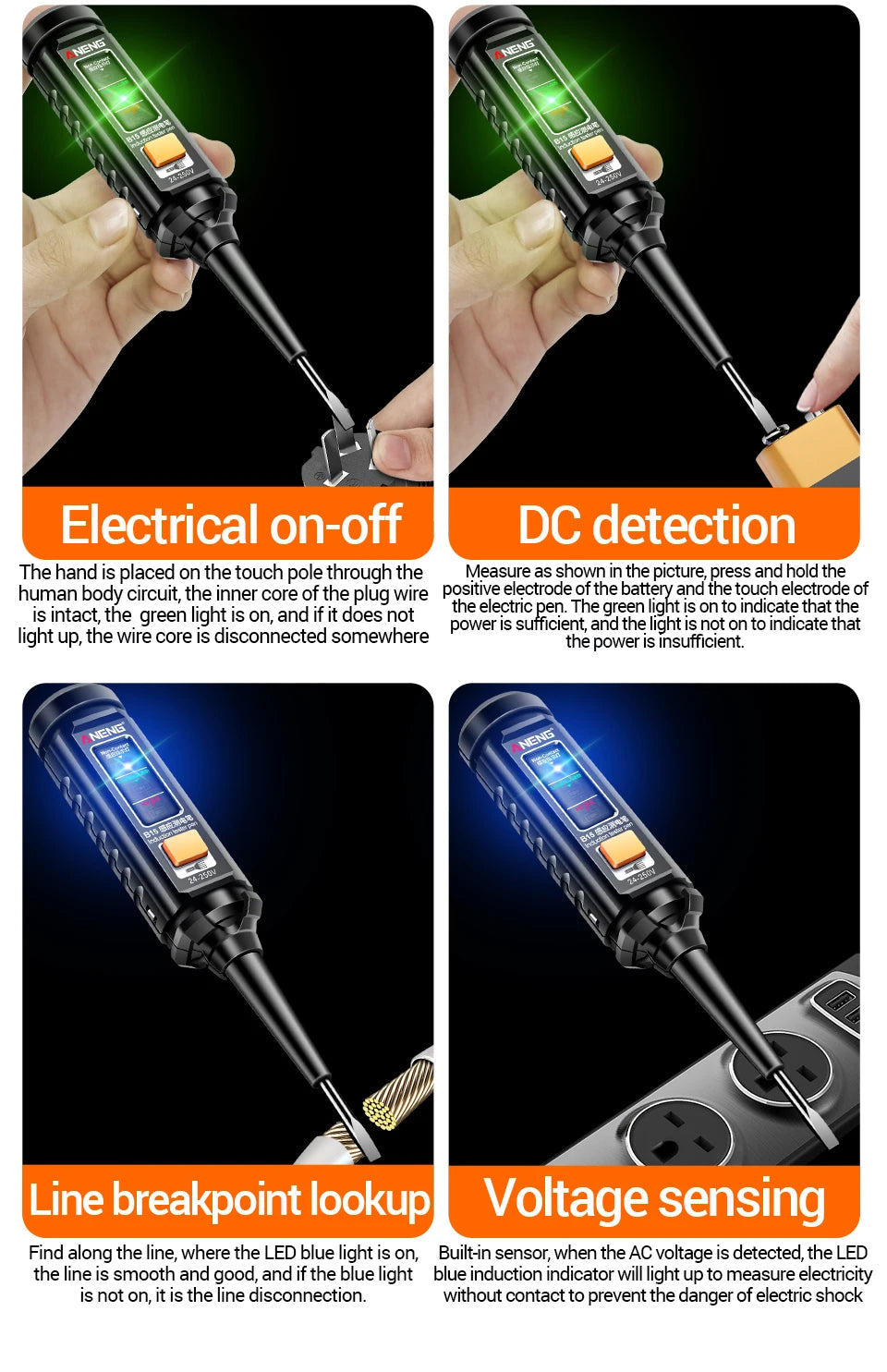 ANENG ST184 Digital Multimeter Clamp Meter True RMS Voltage Current Ohm Test+B15 Induction Tester Pen Electrician Detection Tool