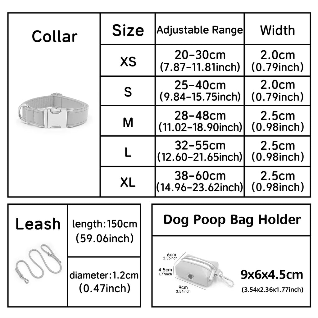 Coffee PU Leather Collar and Leash for Dogs Personalized Dog Collar for Small Medium Large Dogs Adjustable Necklace for Yorkies