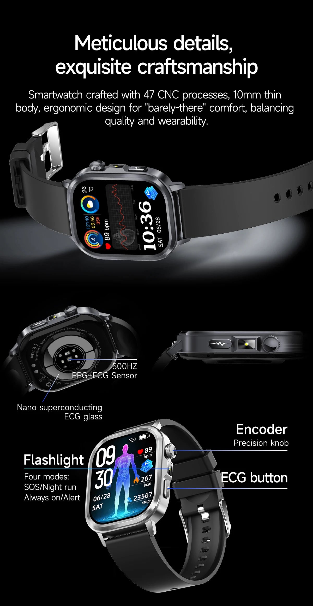 2025Nursing Level Uric Acid Blood lipids Smart Watch Men Blood Pressure ECG+PPG Clock Body Analysis Voice Call Health Smartwatch