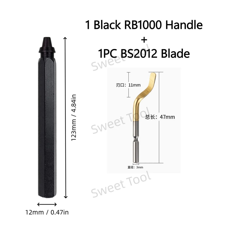 Deburring Tool Set RB1000 Black Metal Handle with 1/10/11 Swivel Blades for Metal PVC Plumbing 3D Printing Plastic Copper Resin