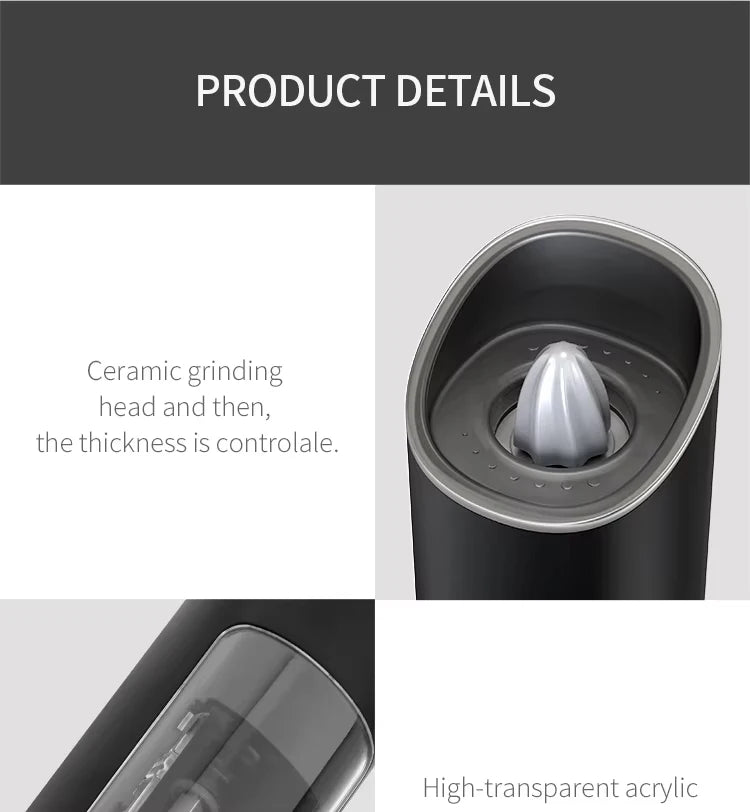 1PC/2PCS Electric Automatic Pepper Grinder Set Salt And Pepper Mill Adjustable Coarseness Spice Grinder for Kitchen