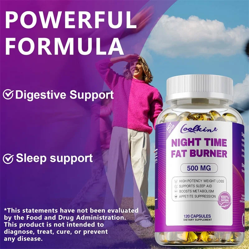 Best Nighttime Fat Burner - Thermogenic Fat Burner, Natural Appetite Suppressant and Metabolism Booster, Immune Health