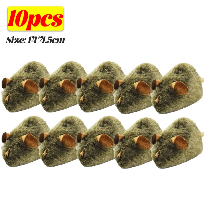 10/1PCS Interactive Mouse Plush Cat Chew Toy Squeaky Imitation Mice Bite-resistant Kitten Toy Interactive Plush Cat Toy Supplies