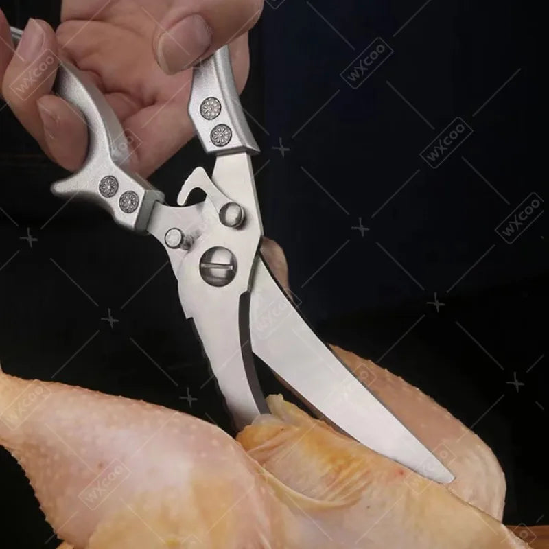 WXCOO Chicken Bone Scissors Stainless Steel Cutting Knife Kitchen Scissors Multifunctional Food Scissors Slicing Fish Meat Knife