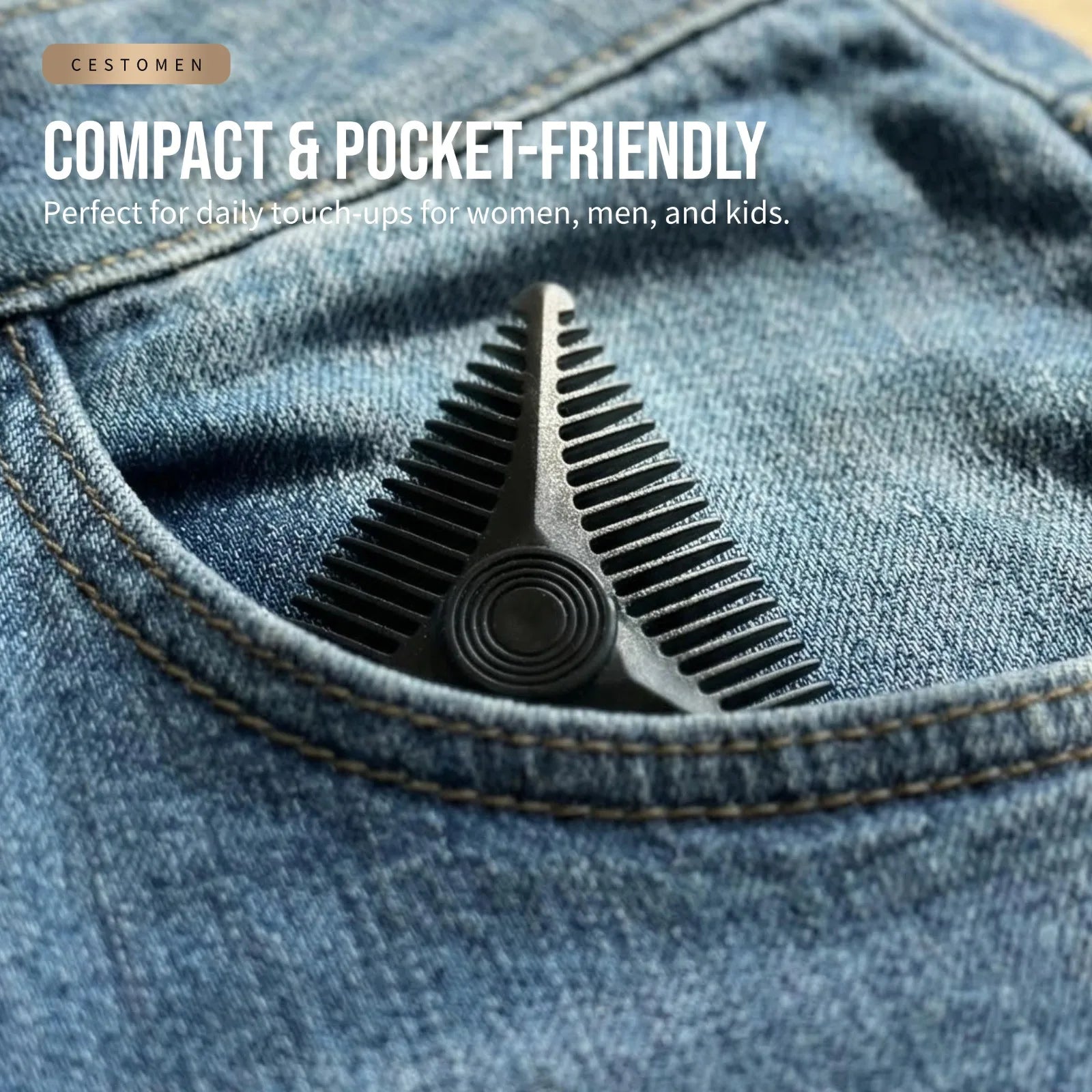 2/4Pc New Triangular Pocket Rotating Combs Fidget Bearing Portable Oil Head Comb For Men Mini Beard Combing Barber Styling Tools