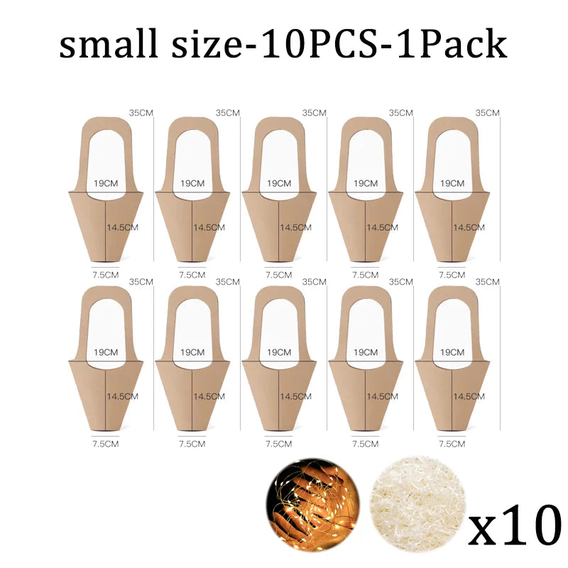 Fashion Florist Rose Box Kraft Paper Wedding Handheld Decorative Flowers Boxes Birthday Party Packaging Gift Bag Decoration