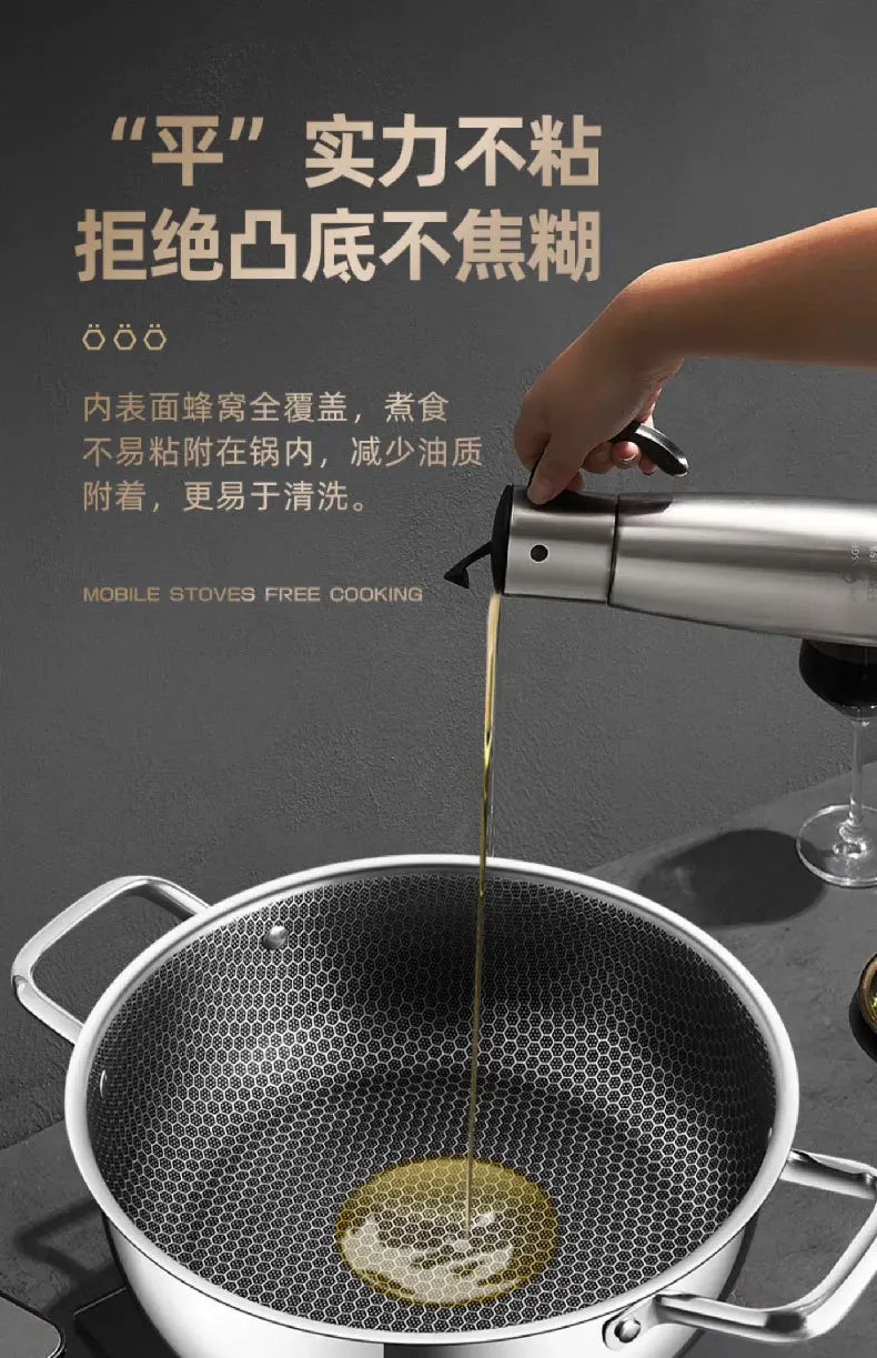 Stainless steel soup pot honeycomb non stick pot no oil fume household hot pot induction cooker gas stove universal