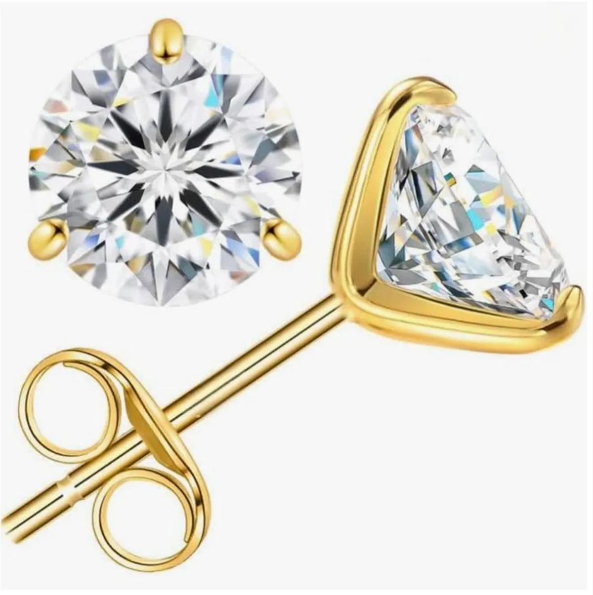 18K solid Real gold Lab grow diamond earrings Simple 3 claw 10K gold 1CT diamond earrings custom Valentine's Day gift for women