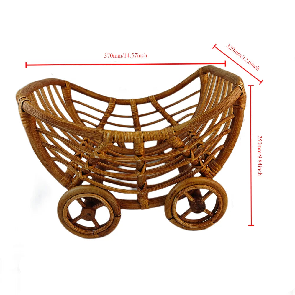 Original Baby Rattan Cart Basket Newborn Photography Props Trolley Baby Crib Newborn Photography Chair Stroller Prop Fotografia