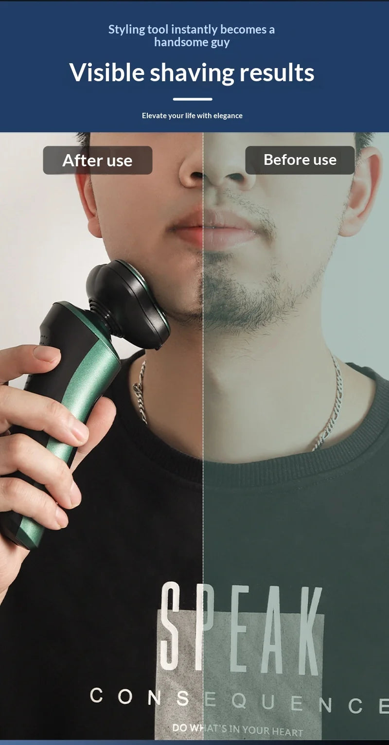 Smart Electric Shaver with LCD Display – 3D Floating Triple Head Razor, USB Rechargeable & Waterproof for Shaving Beard Trimming