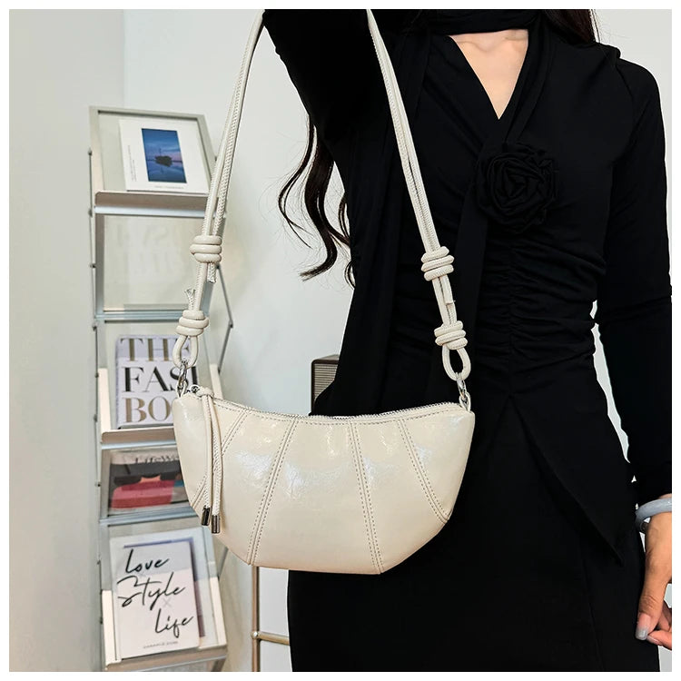 Casual Dumpling Shaped Large Capacity Shoulder Bag for Women 2026 New Style Soft Handle Single Strap Crossbody Luxury Bag