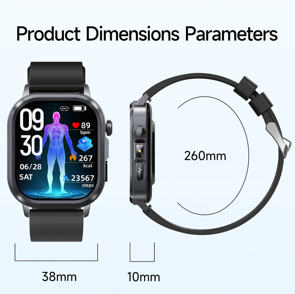 New Accurate Blood Pressure Smart Watch Uric Acid ECG+PPG Blood Oxygen Body Analysis Body Fat LED Flashlight smart watches 2025