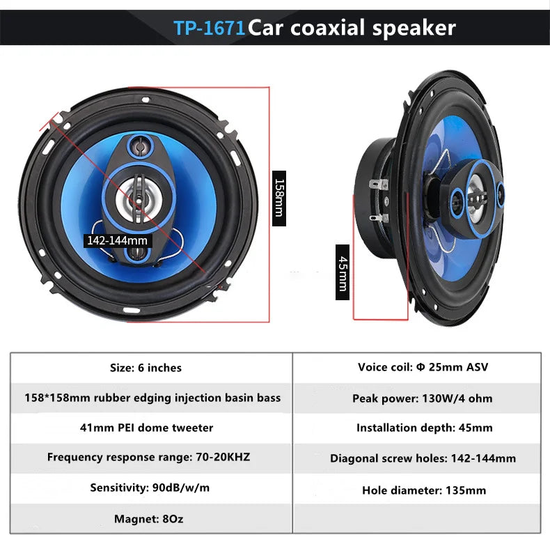 4/5/6/6*9Inch Car Speakers HiFi Coaxial Subwoofer Universal Automotive Audio Music Full Range Frequency Car Stereo Speaker 1Pair