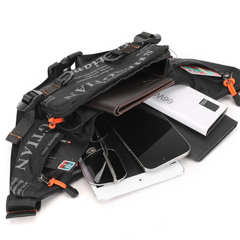 Summer Large Capacity Waterproof Nylon Sports Crossbody Bag for Men Casual Outdoor Leisure Mobile Phone Bag Trendy Sports Wai...