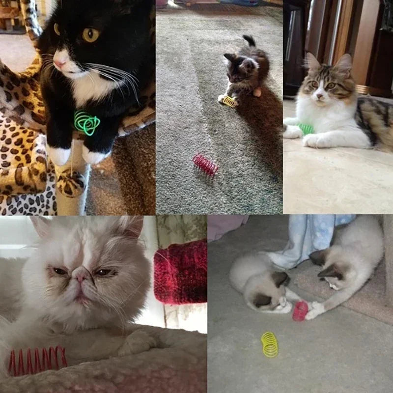 4/200Pcs Cat Spring Toy Cat Spiral Toys Interactive for Indoor Colorful Cats Plastic Springs Coil for Kitten Hunting Swatting