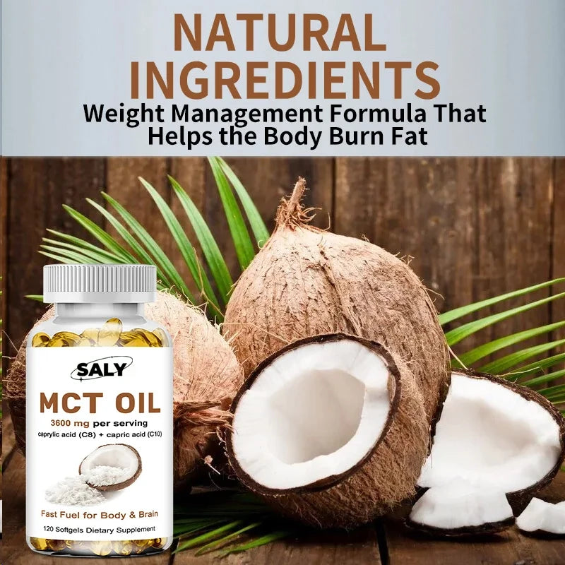 Mct Oil 3600 Mg C8 C10 Capsules Ketogenic Fuel , Clarity, Brain & Body, Fat Burning, Weight Management, Non-gmo Coconut