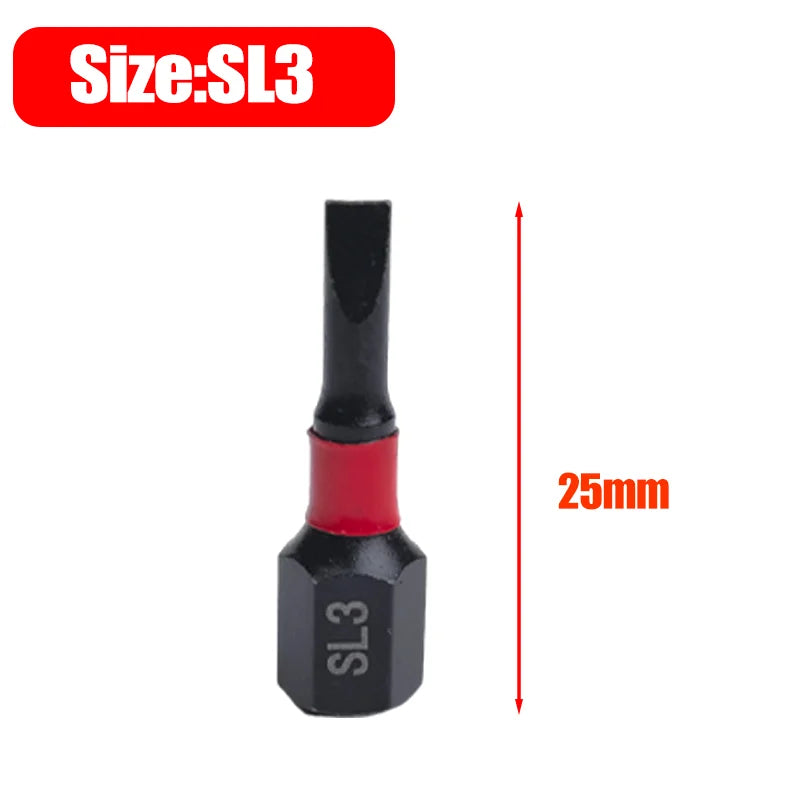 Slotted crewdriver Bit Hex Shank Magnetic Flat Head Bits 1/4" S2 Steel Screw Driver Bit for Power Tools SL3/SL4/SL5/SL6/SL7
