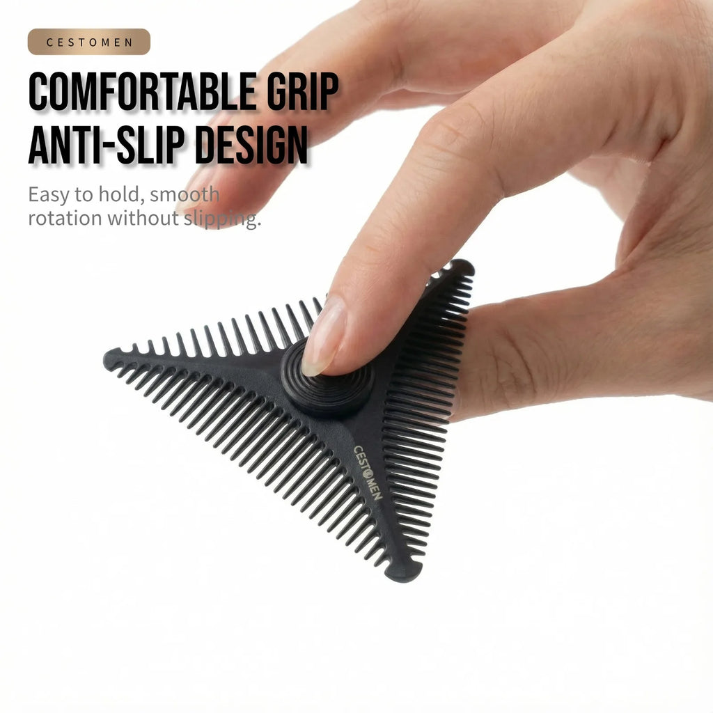 2/4Pc New Triangular Pocket Rotating Combs Fidget Bearing Portable Oil Head Comb For Men Mini Beard Combing Barber Styling Tools