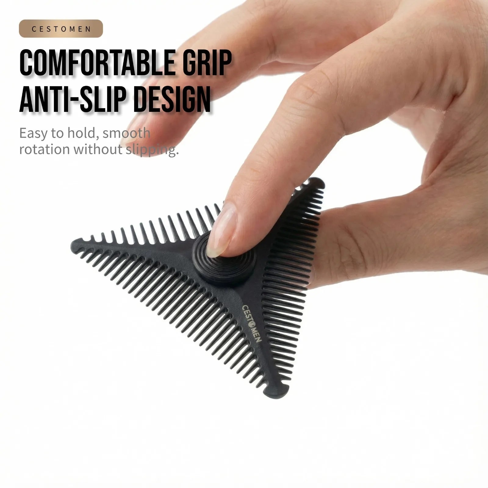 2/4Pc New Triangular Pocket Rotating Combs Fidget Bearing Portable Oil Head Comb For Men Mini Beard Combing Barber Styling Tools