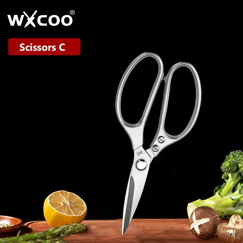 WXCOO Chicken Bone Scissors Stainless Steel Cutting Knife Kitchen Scissors Multifunctional Food Scissors Slicing Fish Meat Knife