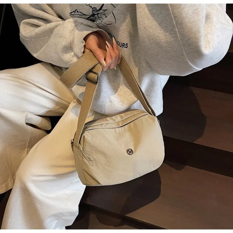 New 2025 Multi-Layer Casual Women's Crossbody Bag Portable Multi-Pocket Lightweight Waterproof Nylon Bag Soft Square Bag
