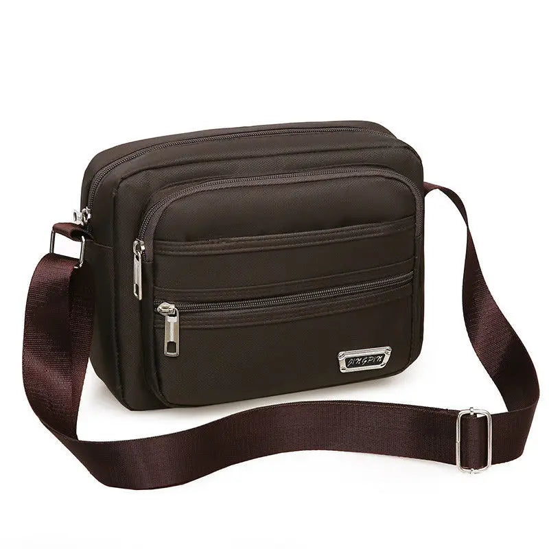 Casual Unisex Crossbody Bag Large Capacity Multi-layer Business Handling Bag Soft Nylon Material Zipper Closure Leisure Trave...