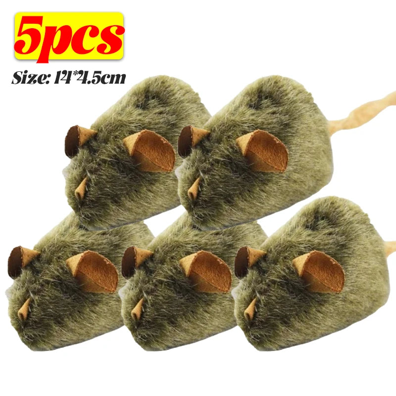 10/1PCS Interactive Mouse Plush Cat Chew Toy Squeaky Imitation Mice Bite-resistant Kitten Toy Interactive Plush Cat Toy Supplies