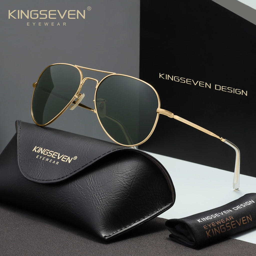 KINGSEVEN Pilot Men Sunglasses Polarized Large Frame UV400 Glasses Women Retro Luxury Driving Causal Fashion Outdoor Eyewear
