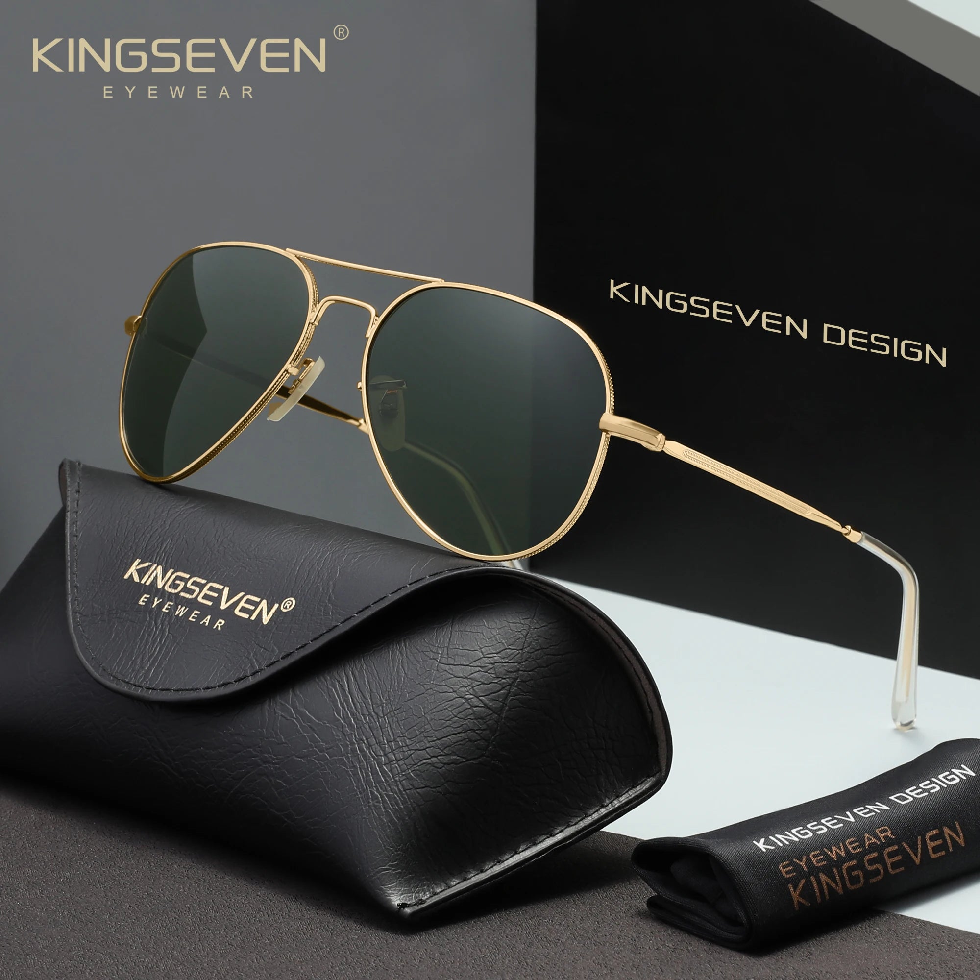 KINGSEVEN Pilot Men Sunglasses Polarized Large Frame UV400 Glasses Women Retro Luxury Driving Causal Fashion Outdoor Eyewear