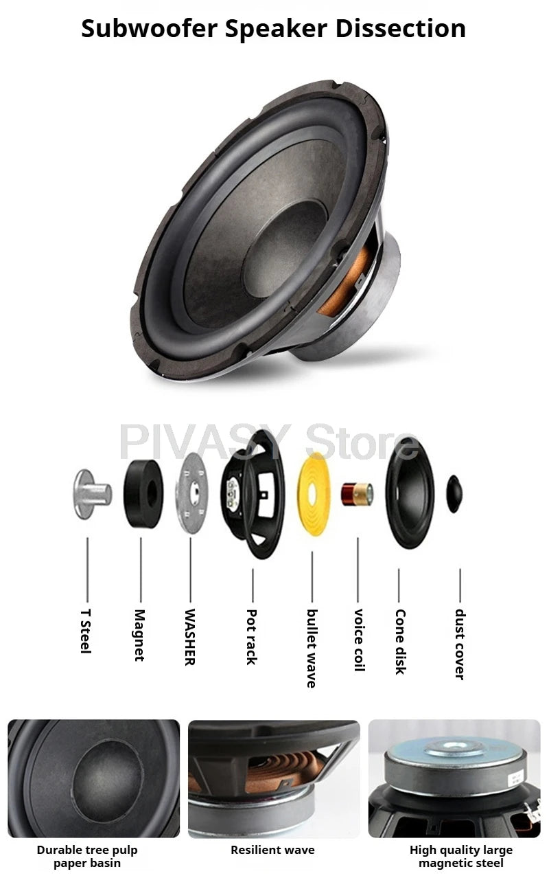 8/10/12 inch Passive Subwoofer 80-150W HiFi Sound Box 50Hz-500Hz Wooden Speakers 4-8ohm Sound System For Home Theater DJ Studio