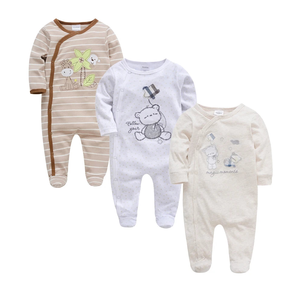 2025 3 pcs/lot Baby Boy Girls Rompers 100% Cotton Long Sleeve Overalls 0-12 Months Cool Print  Newborn Jumpsuit