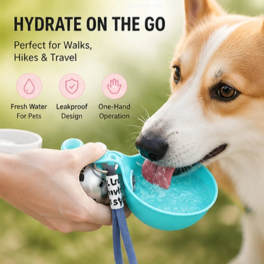 Foldable Stainless Steel Pet Water Bottle Spherical Design Portable Bowl for Small Pets Outdoor Daily Feeding and Drinking