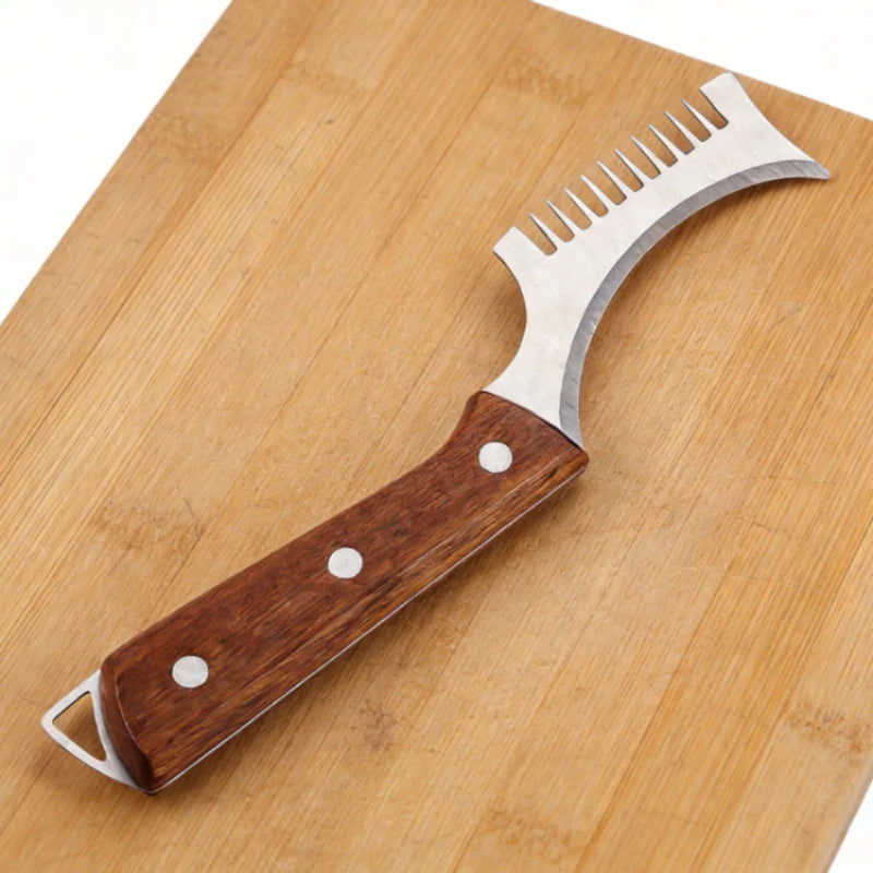 403 Stainless Steel Wide Tooth Green Onion Slicer Kitchen Solid Wood Handle Onion Cutter Shredder Vegetable Cutting Gadget Tool