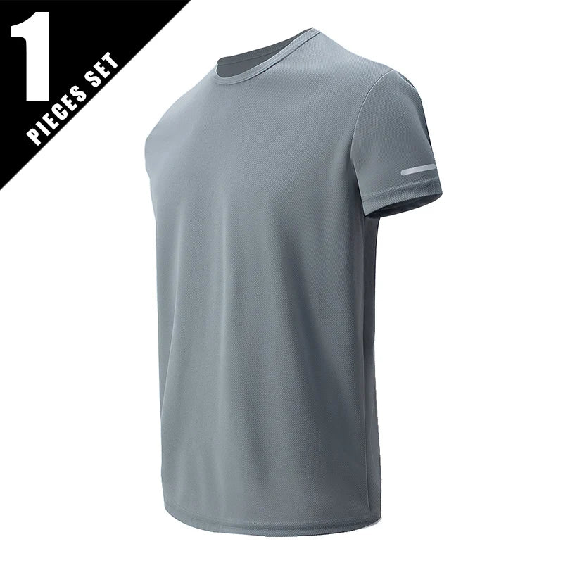 1/2/4Pcs Men's Summer Solid Color Mix And Match Short-sleeved Young Men's Loose Quick-drying Sports Running Shirt Middle-aged T-
