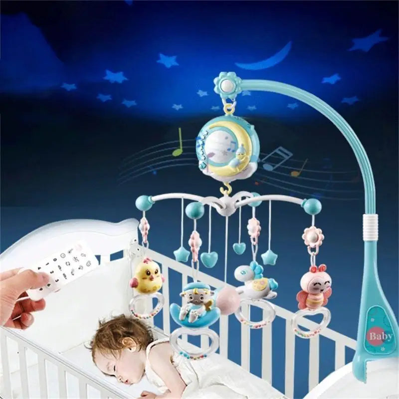 Hanging Rotating Rattles Music Box Musical Crib Mobile for Boy Girl 0-24 Month