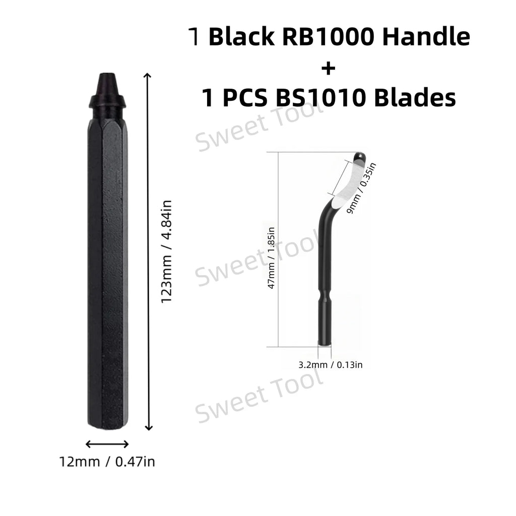 Deburring Tool Set RB1000 Black Metal Handle with 1/10/11 Swivel Blades for Metal PVC Plumbing 3D Printing Plastic Copper Resin