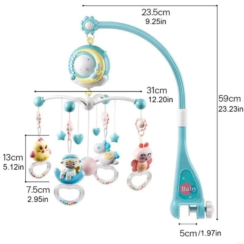 Hanging Rotating Rattles Music Box Musical Crib Mobile for Boy Girl 0-24 Month