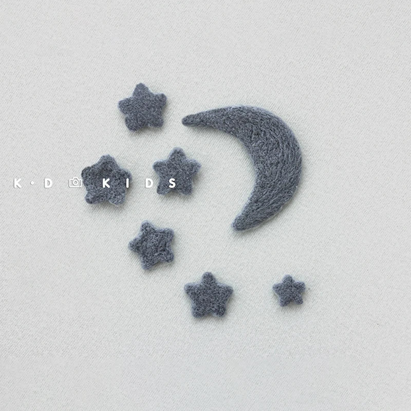 7pcs Wool Felt Stars and Moon Newborn Photography Props Background Mini Accessories Atmospheric Moon and Stars Baby Shoot Props