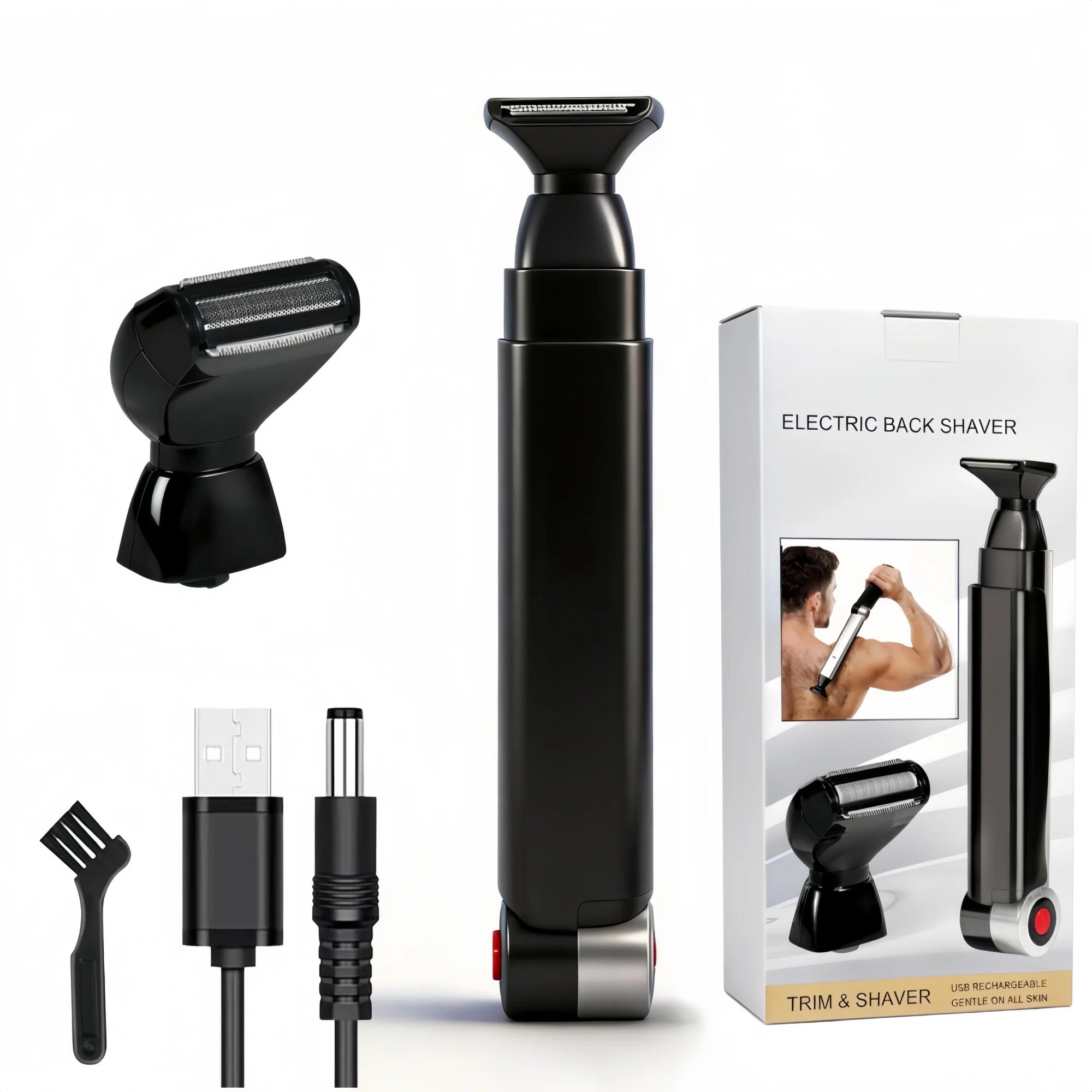 Men Shaving 180 Degrees Foldable Electric Back Hair Shaver Long handle men back shaver 2 In 1 Facial Hair Trimmer Razor