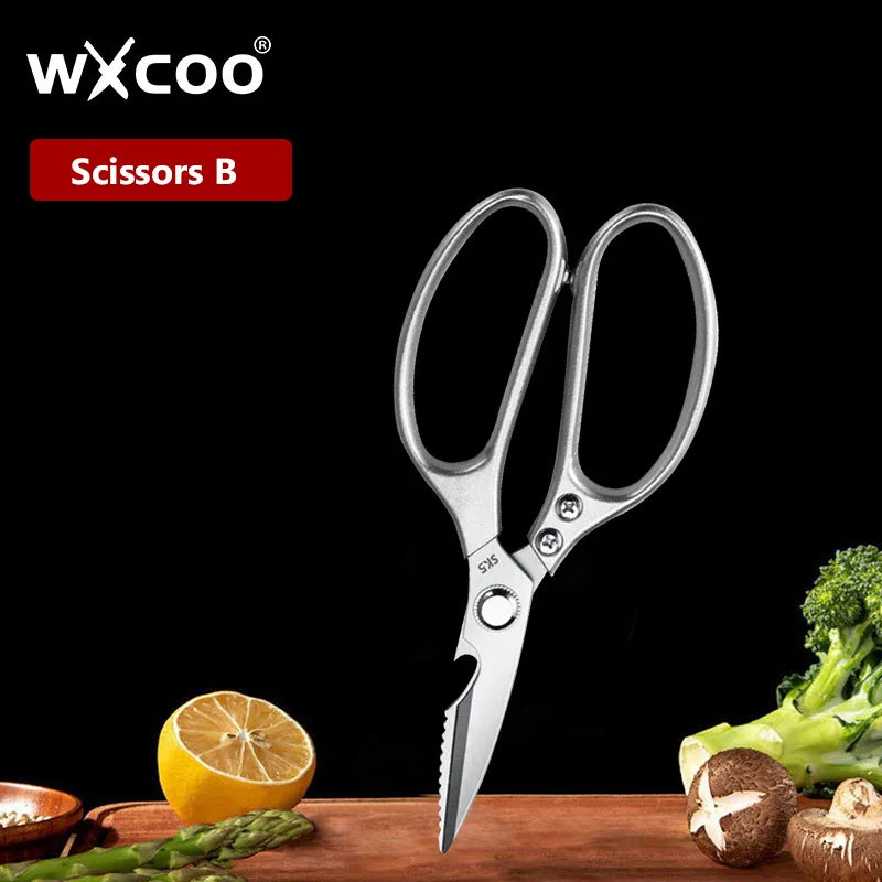 WXCOO Chicken Bone Scissors Stainless Steel Cutting Knife Kitchen Scissors Multifunctional Food Scissors Slicing Fish Meat Knife