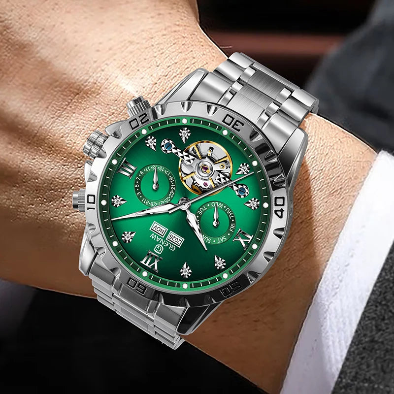 Glenaw high-end business fully automatic mechanical multi-functional men's watch trendy fashion waterproof watch