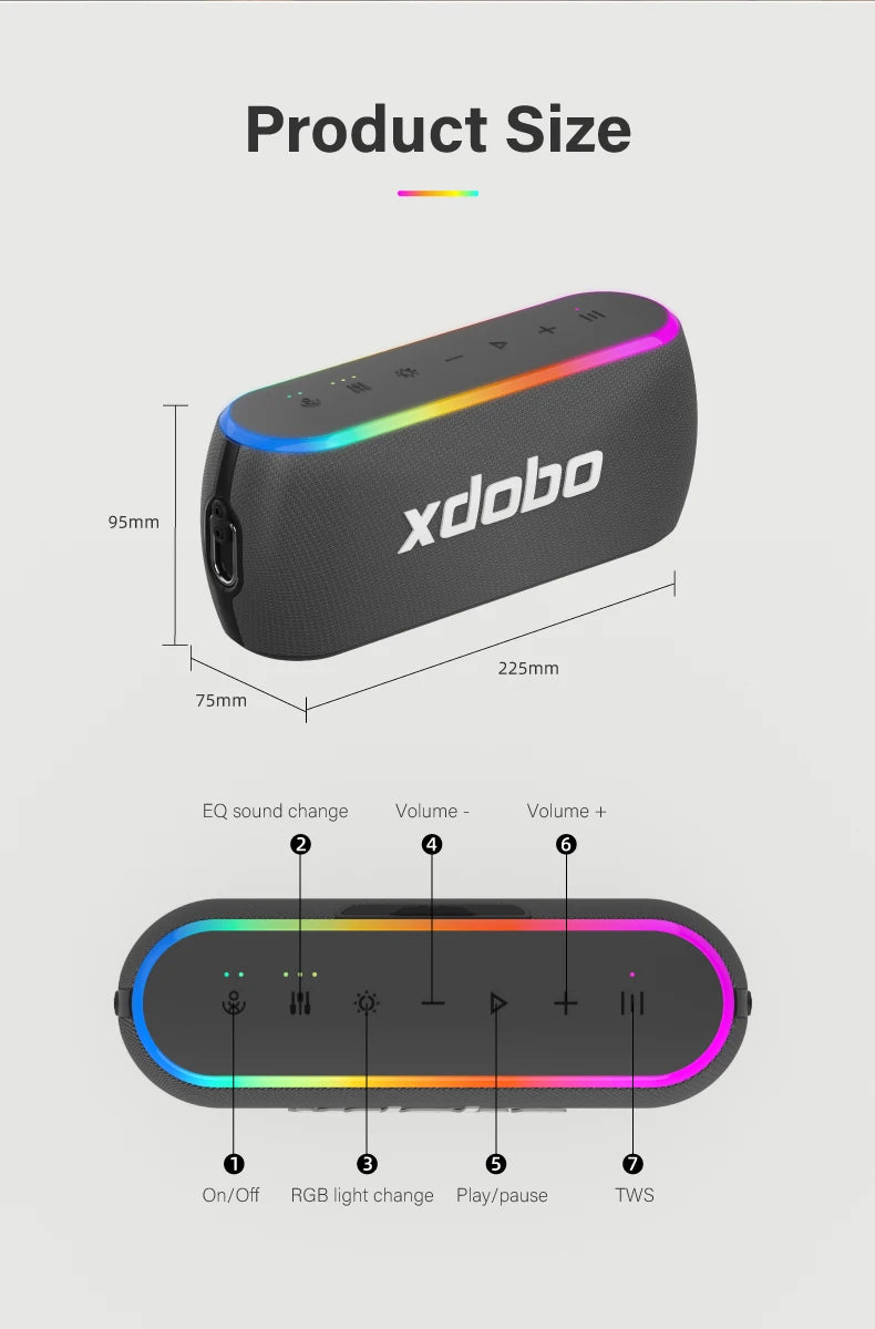 Enceinte Bluetooth 60W XDOBO X8 III Batterie 6600mAh