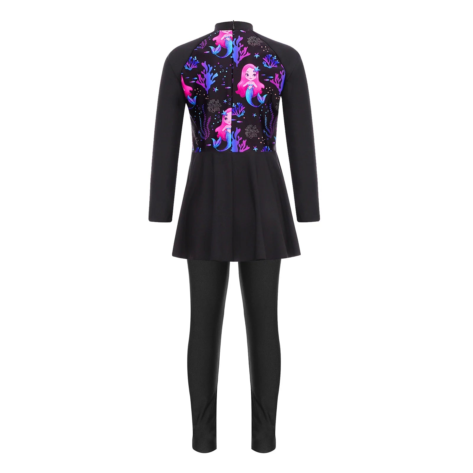 Girls Swimsuits 2 Piece Rash Guard Set UPF 50 Sun Protection Long Sleeve Swim Dress with Leggings Kids Full Body Cover Beachwear