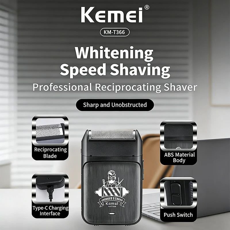 kemei KM-T366 Shaver Professional Razor Electric Shaving Machine Portable Beard Trimmer Rechargeable Razor Mini Shaver for Men
