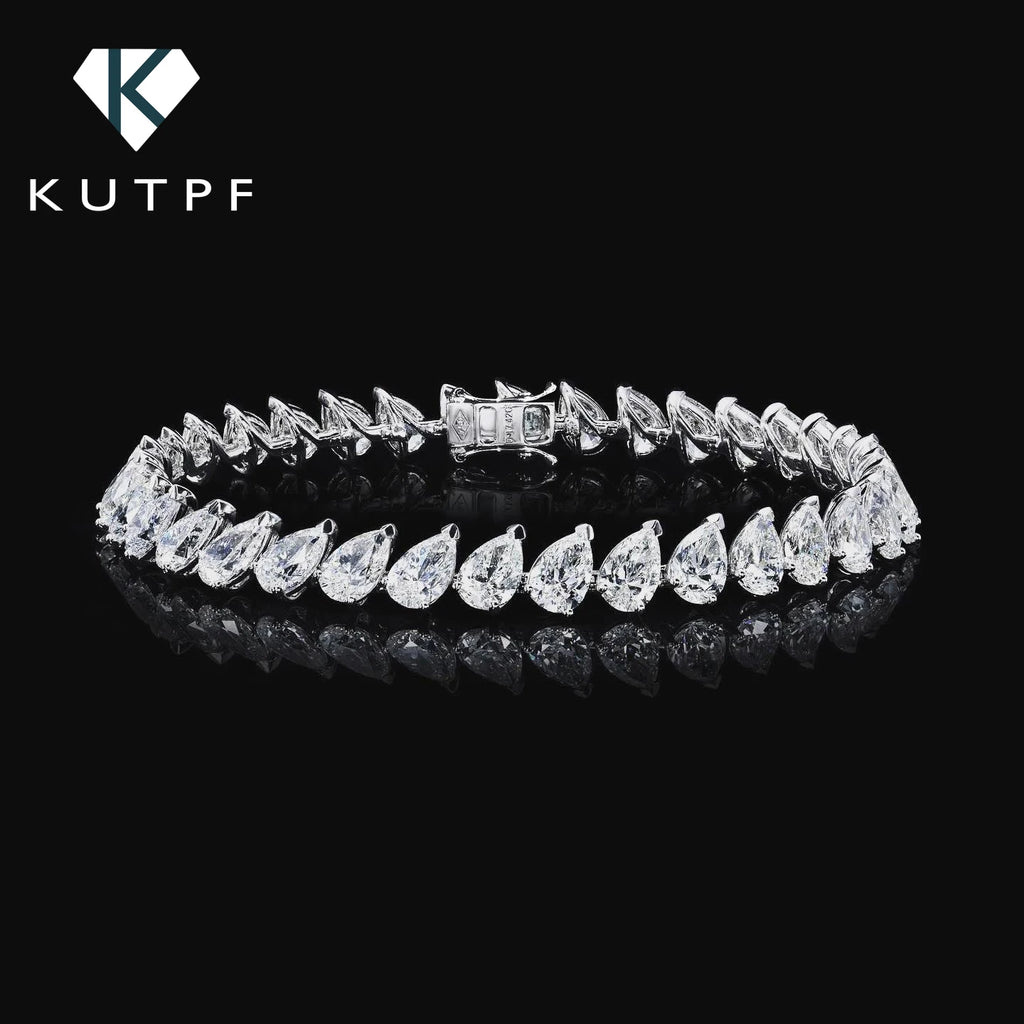 Certified 0.5carat Pear Cut Moissanite Diamond Tennis Bracelets for Women 925 Sterling Silver Waterdrop Shape Wrist Chain
