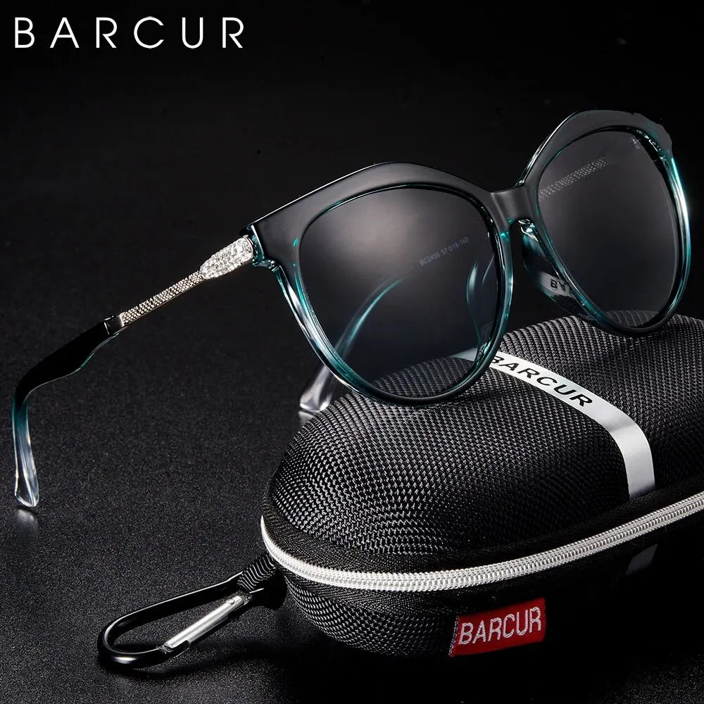 BARCUR Polarized Cat Eye Sunglasses Women Gradient Round Sun Glasses for Women Oculos Lunette De Soleil Femme
